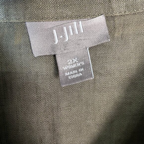 J. Jill 100% Linen Long Sleeve Collared Blouse Women's Size 2XL Brown Relaxd Fit - Picture 4 of 5